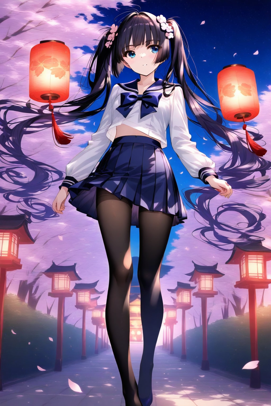 夜桜とセーラー服 | の人気AIイラスト・グラビア