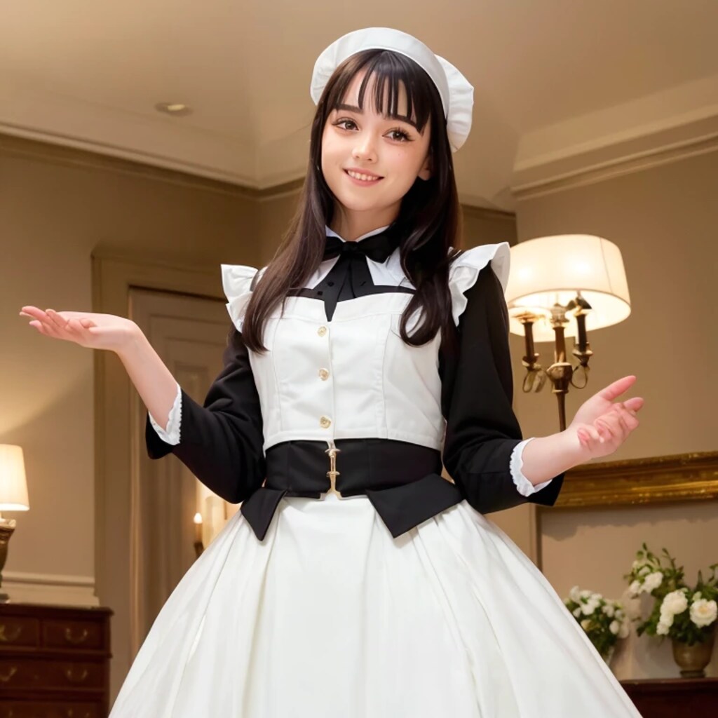 黒髪ロングでメイド服の美女１４３