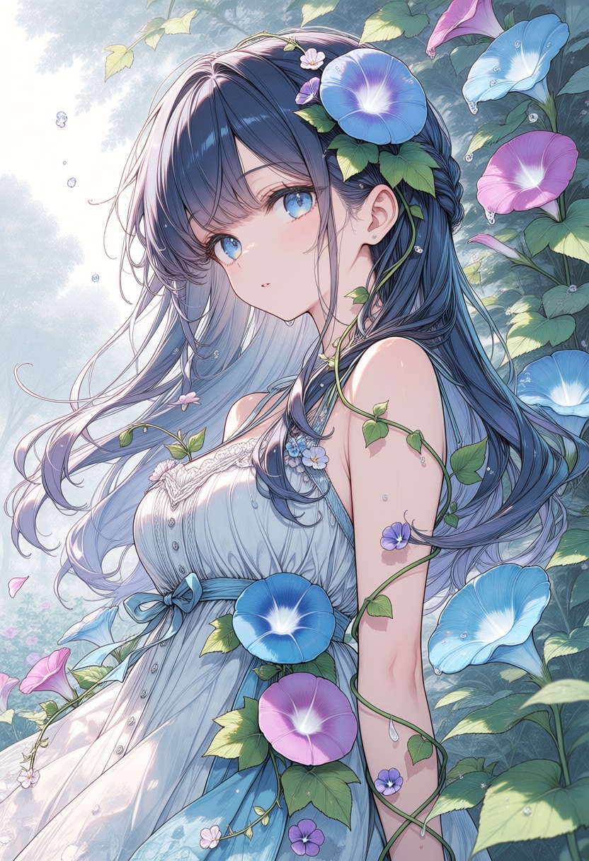 朝露に咲く君 | の人気AIイラスト・グラビア