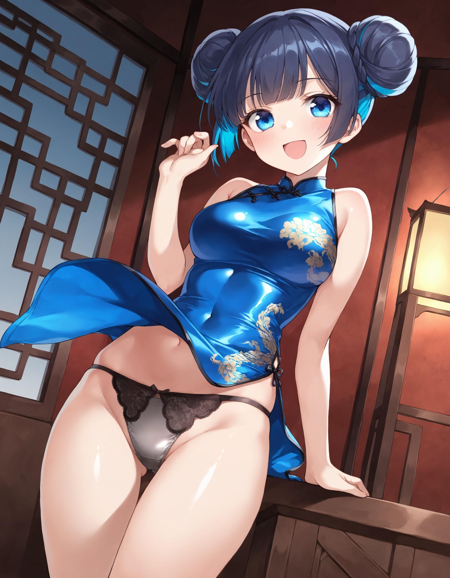 チャイナドレスでパンチラ