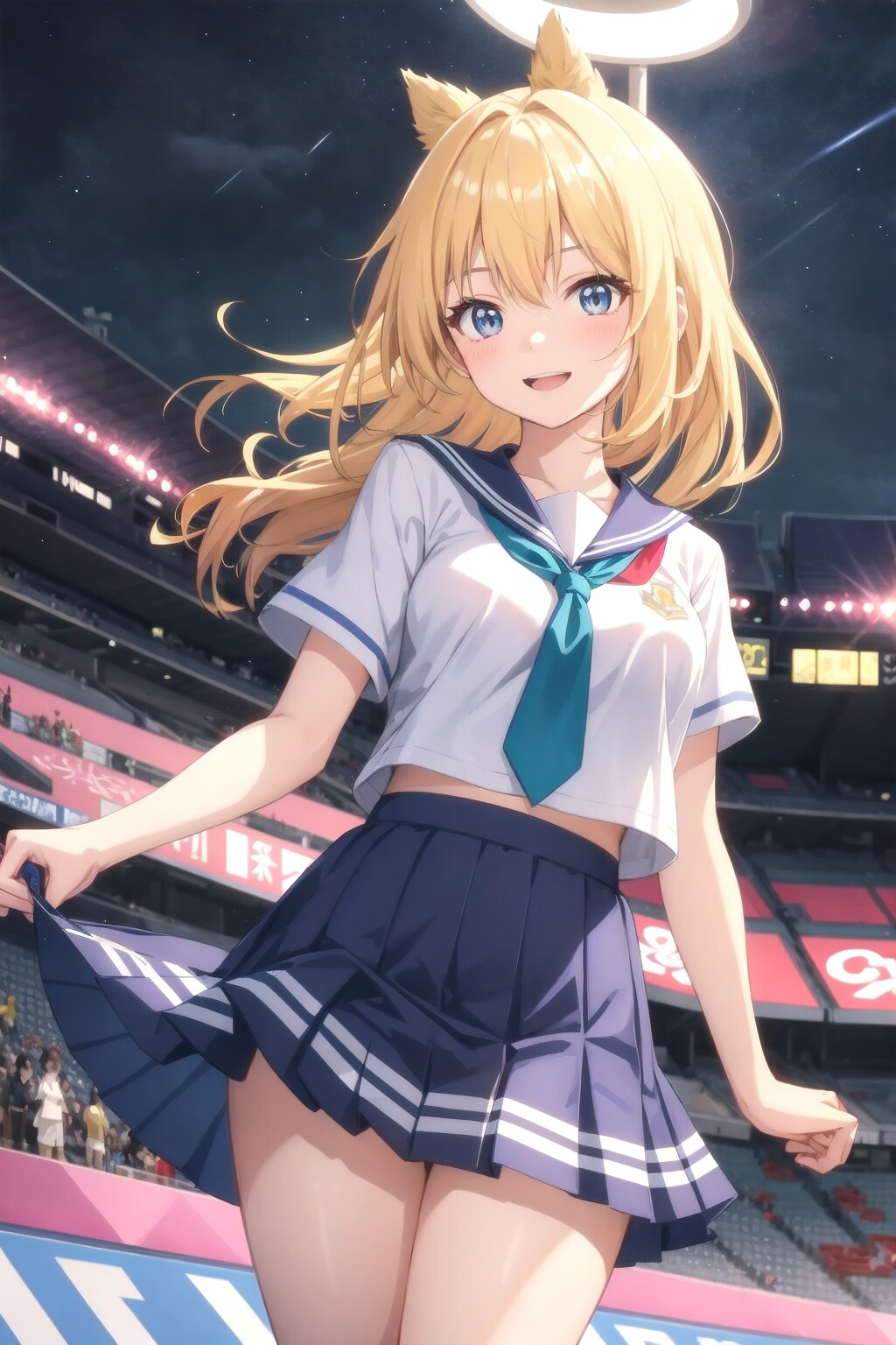 金髪ロングでセーラー服の少女５ | の人気AIイラスト・グラビア