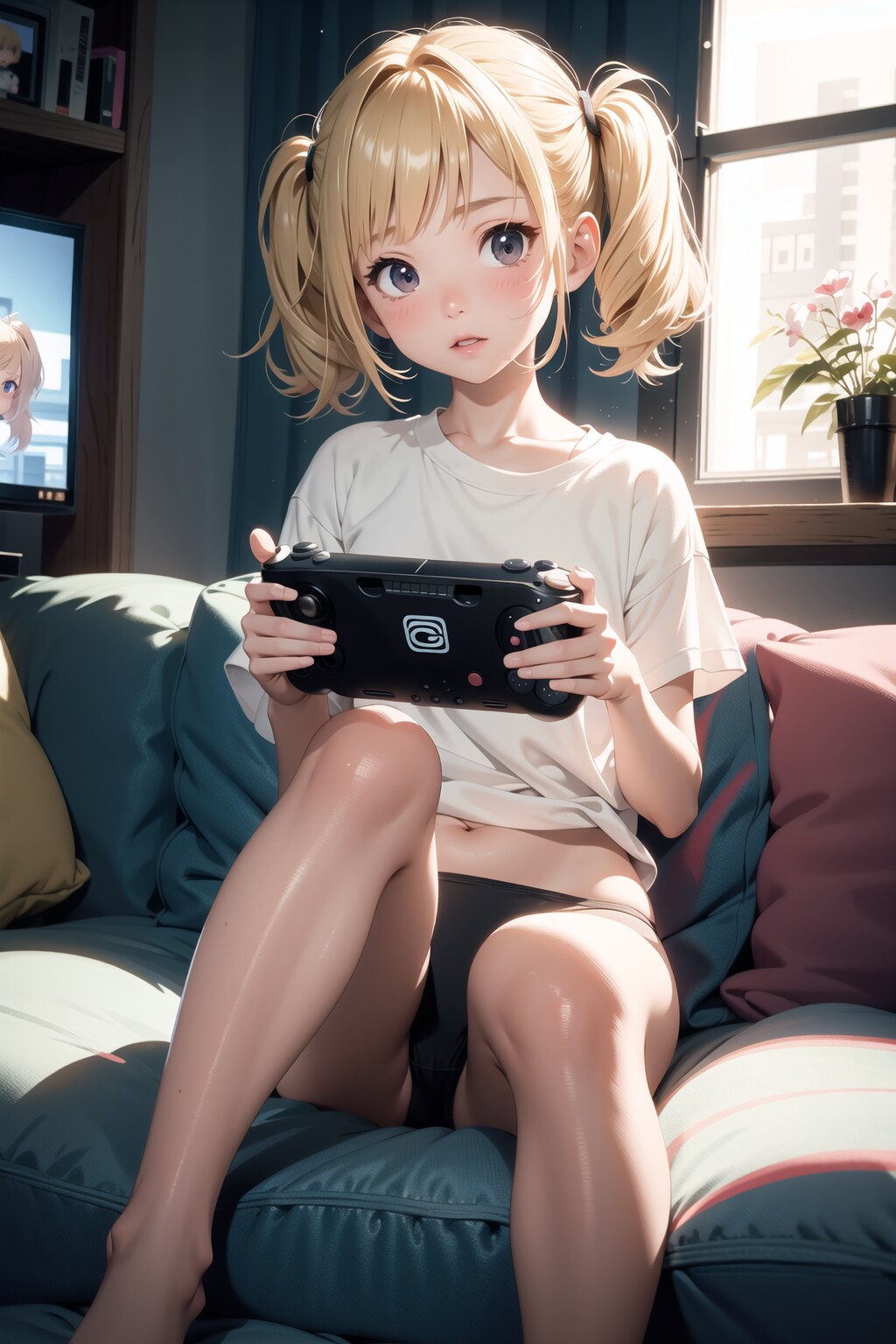 ゲームをする少女