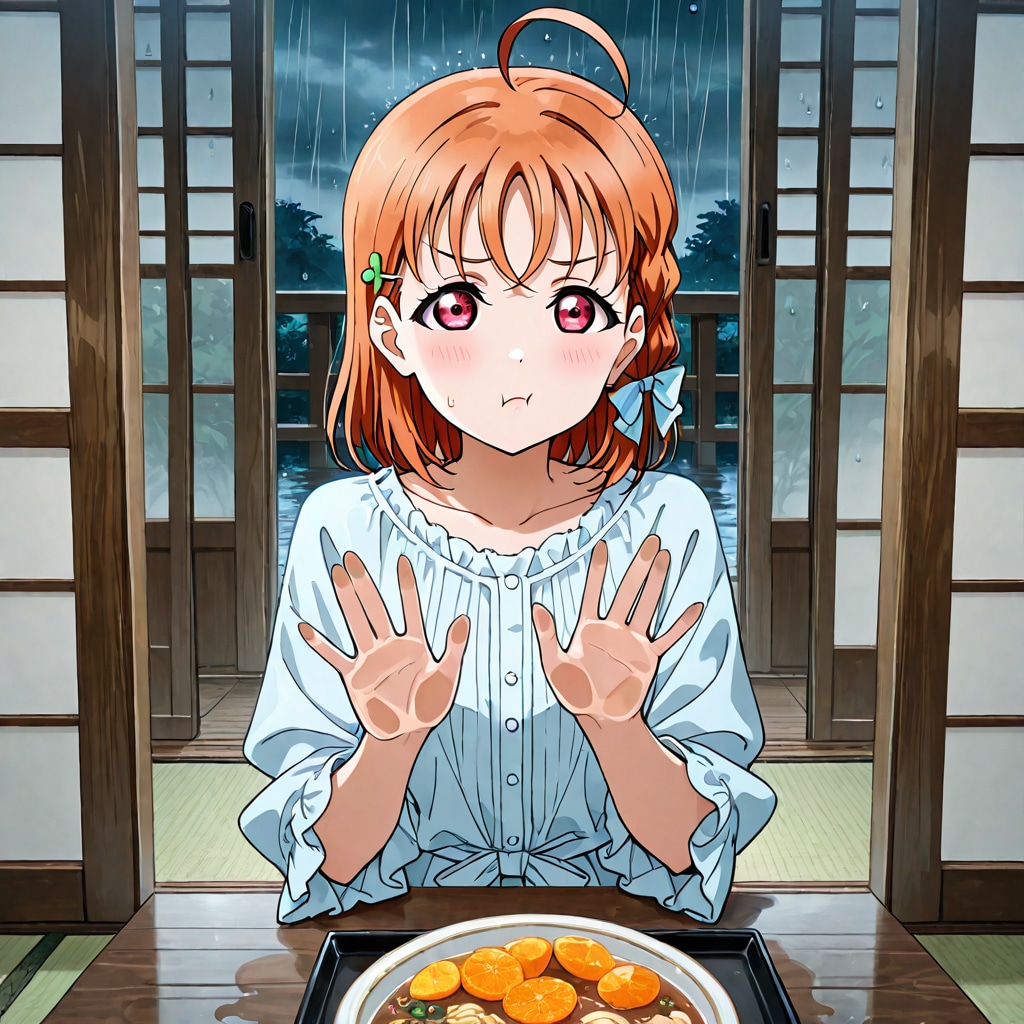 雨にご不満な千歌ちゃん