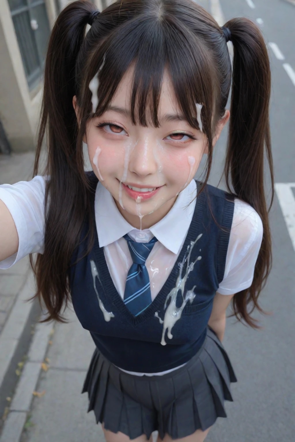 メン限更新✨ ぶっかけストリート JKコスしたちっぱい女子大生編
