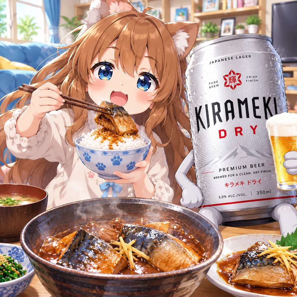 鯖の煮付けを食べる小さな女の子