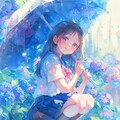 雨と紫陽花と後輩女子 5枚目