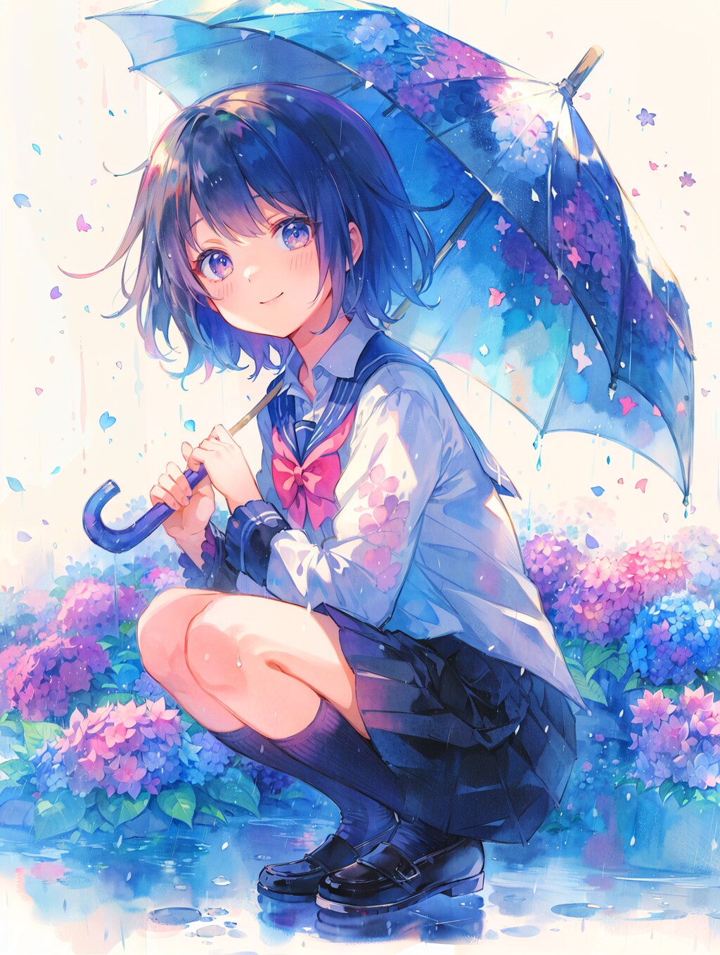 雨と紫陽花と後輩女子