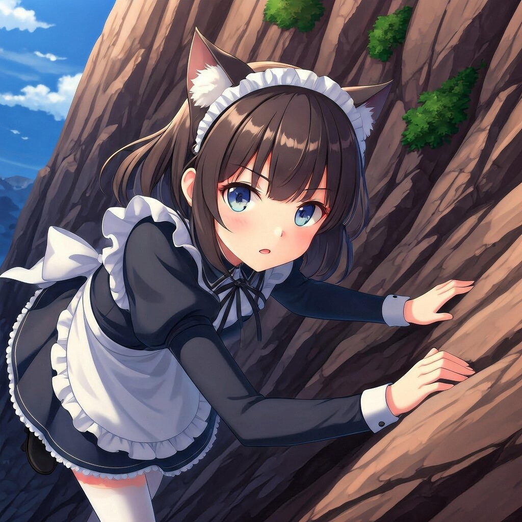 メイドちゃん、ロッククライミング