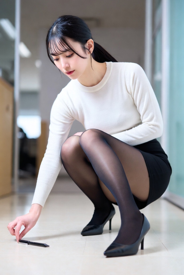 ペンを拾う美しい会社の先輩