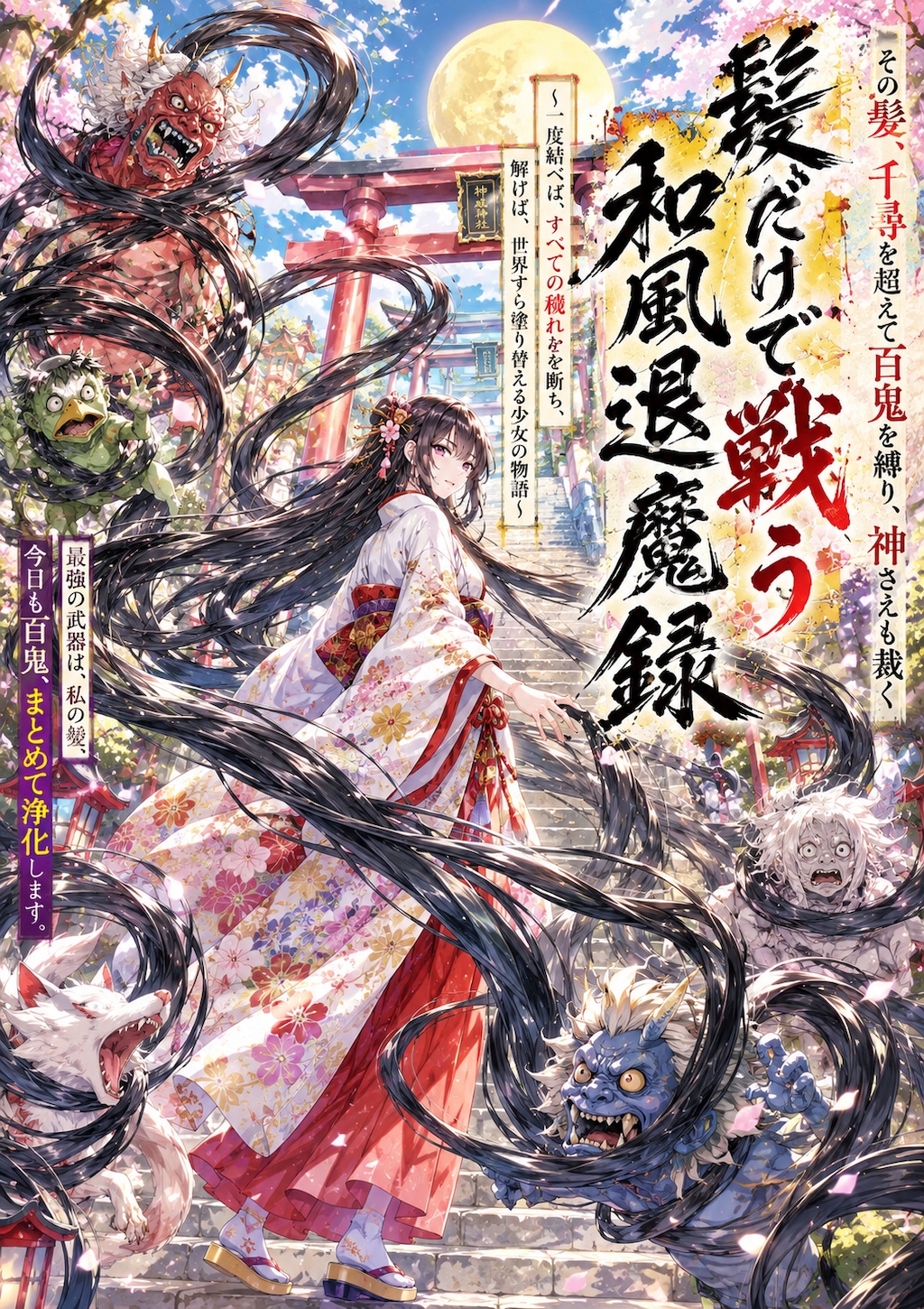 『髪だけで戦う和風退魔録 〜一度結べば、すべての穢れを断ち、解けば世界すら塗り替える少女の物語〜』