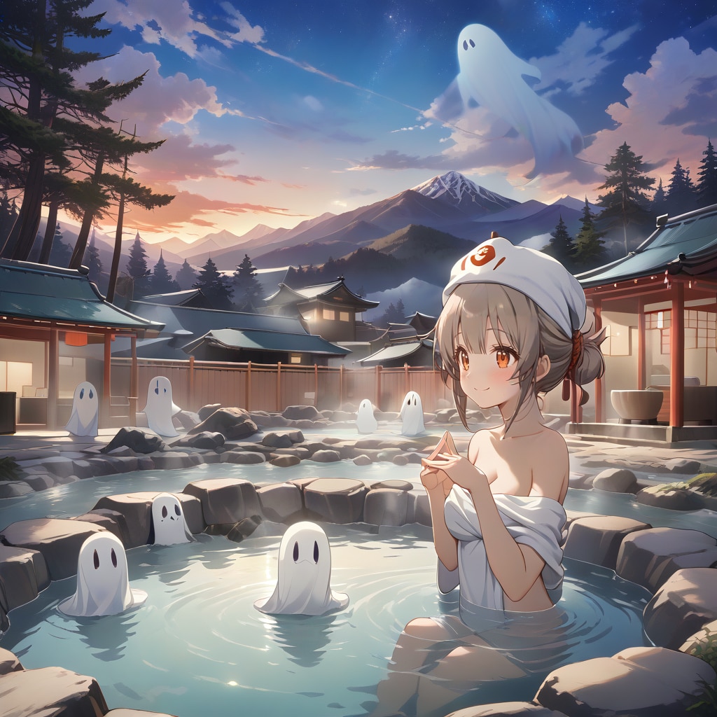 お化けと混浴露天風呂