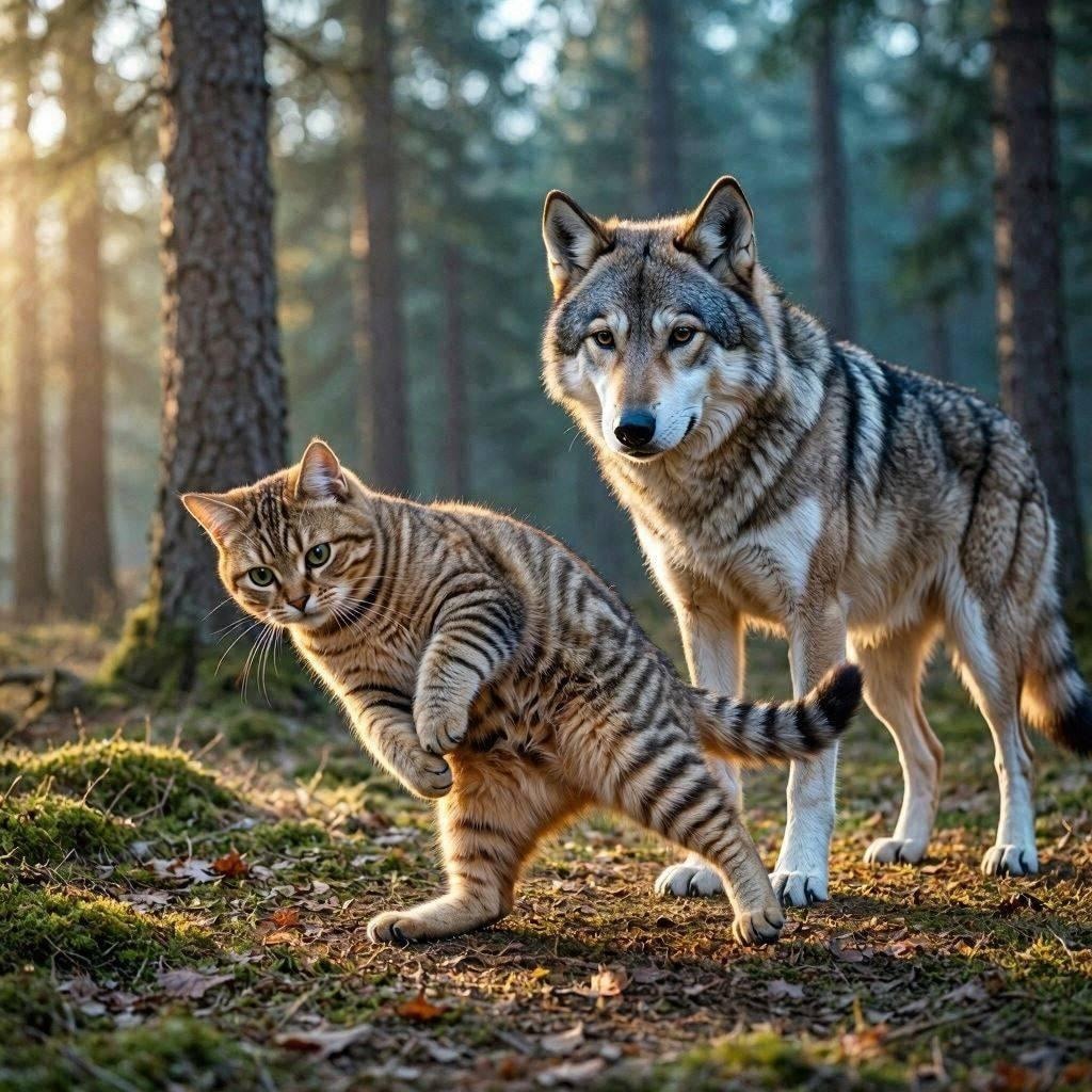 オオカミと出会う猫
