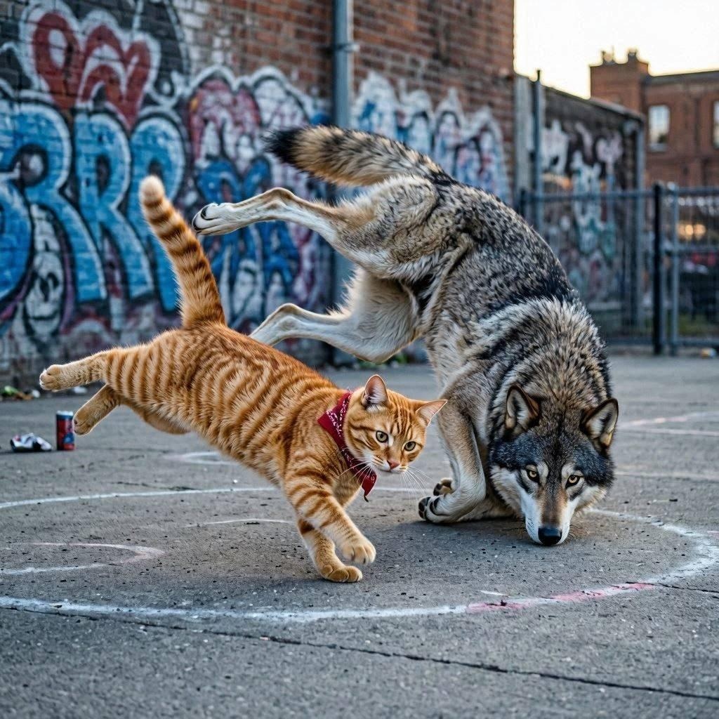 オオカミと出会う猫