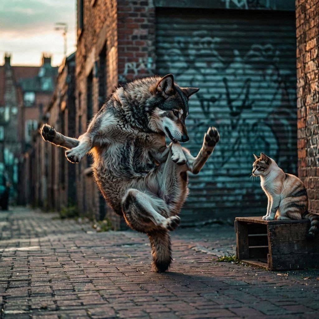 オオカミと出会う猫