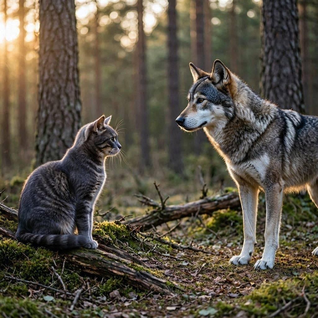 オオカミと出会う猫