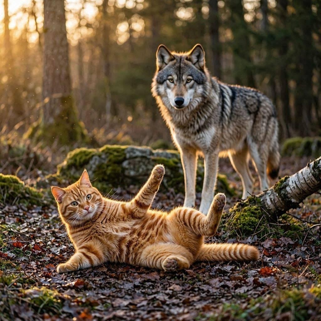オオカミと出会う猫