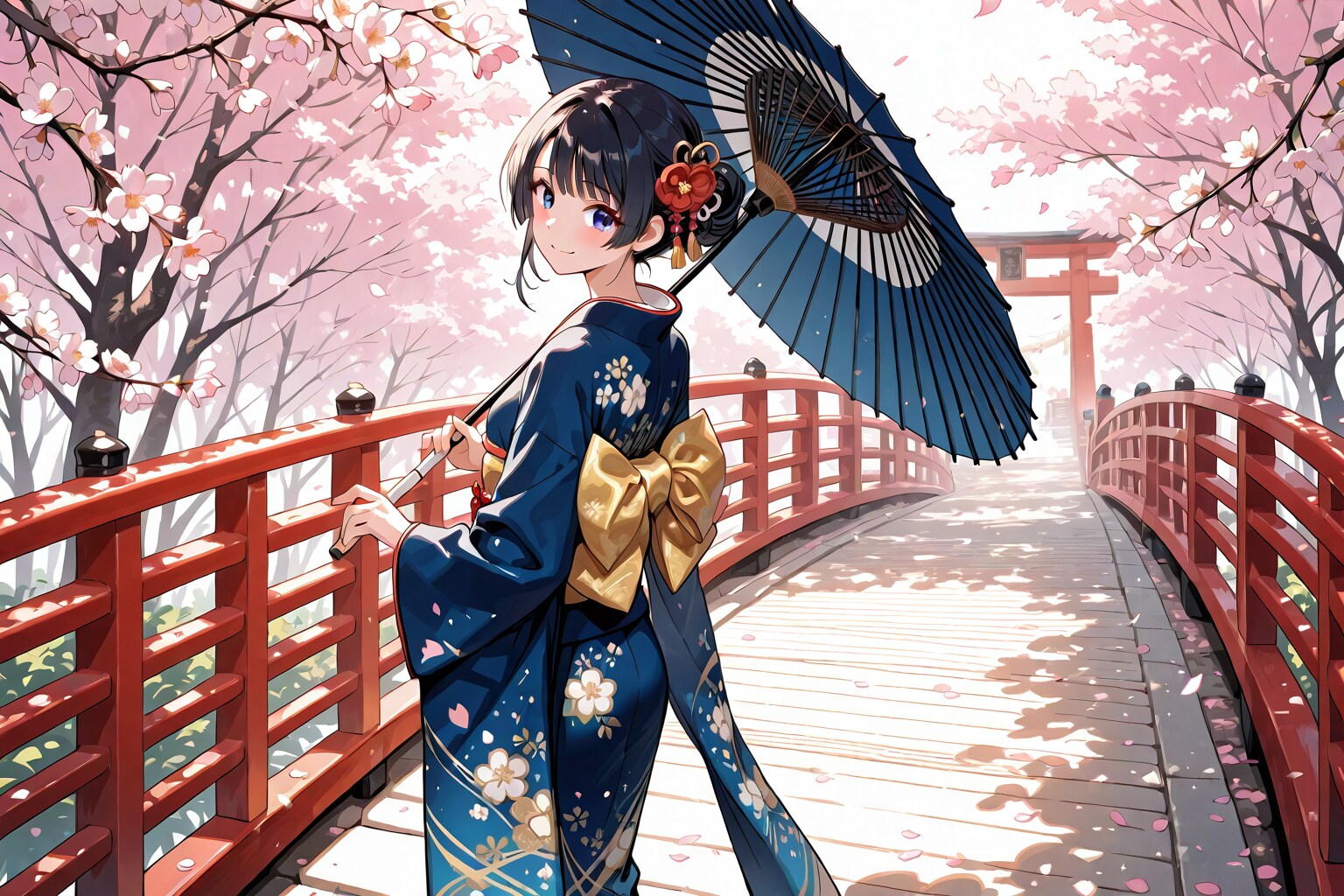 和服で花見③