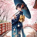 和服で花見③ 2枚目