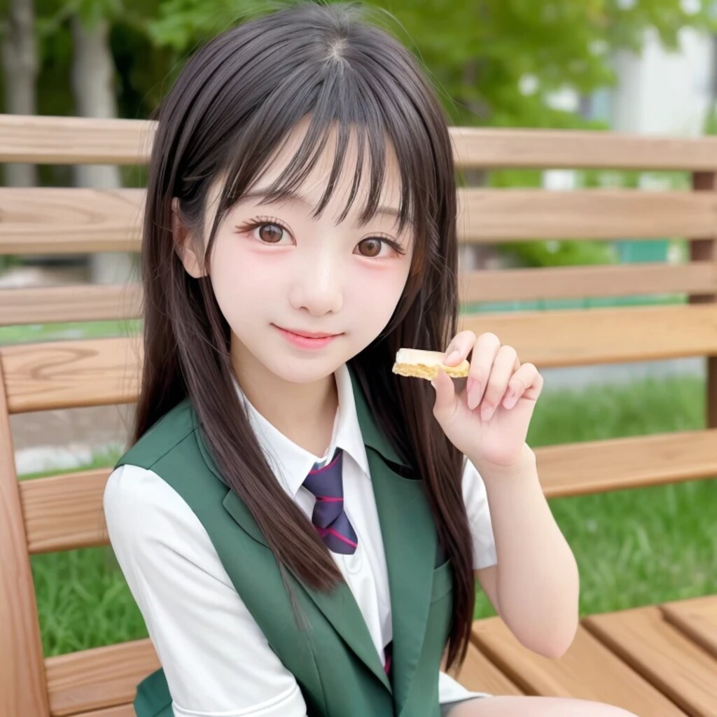 黒髪ロングでブレザーの美女６６