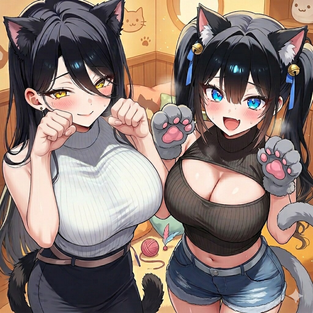 うちの姉妹でにゃんにゃん