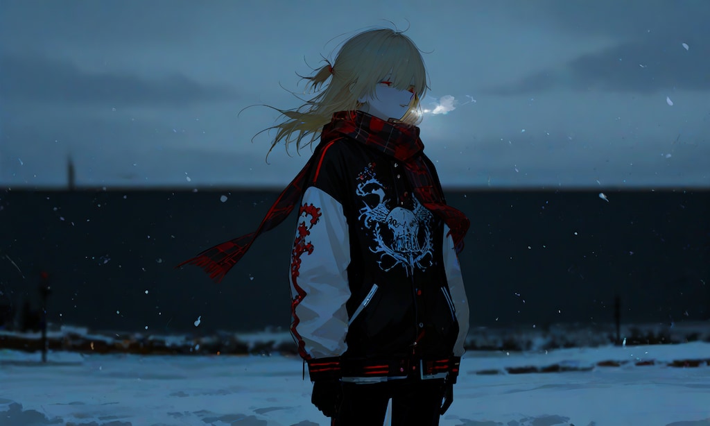 冬の海とメス男子くん