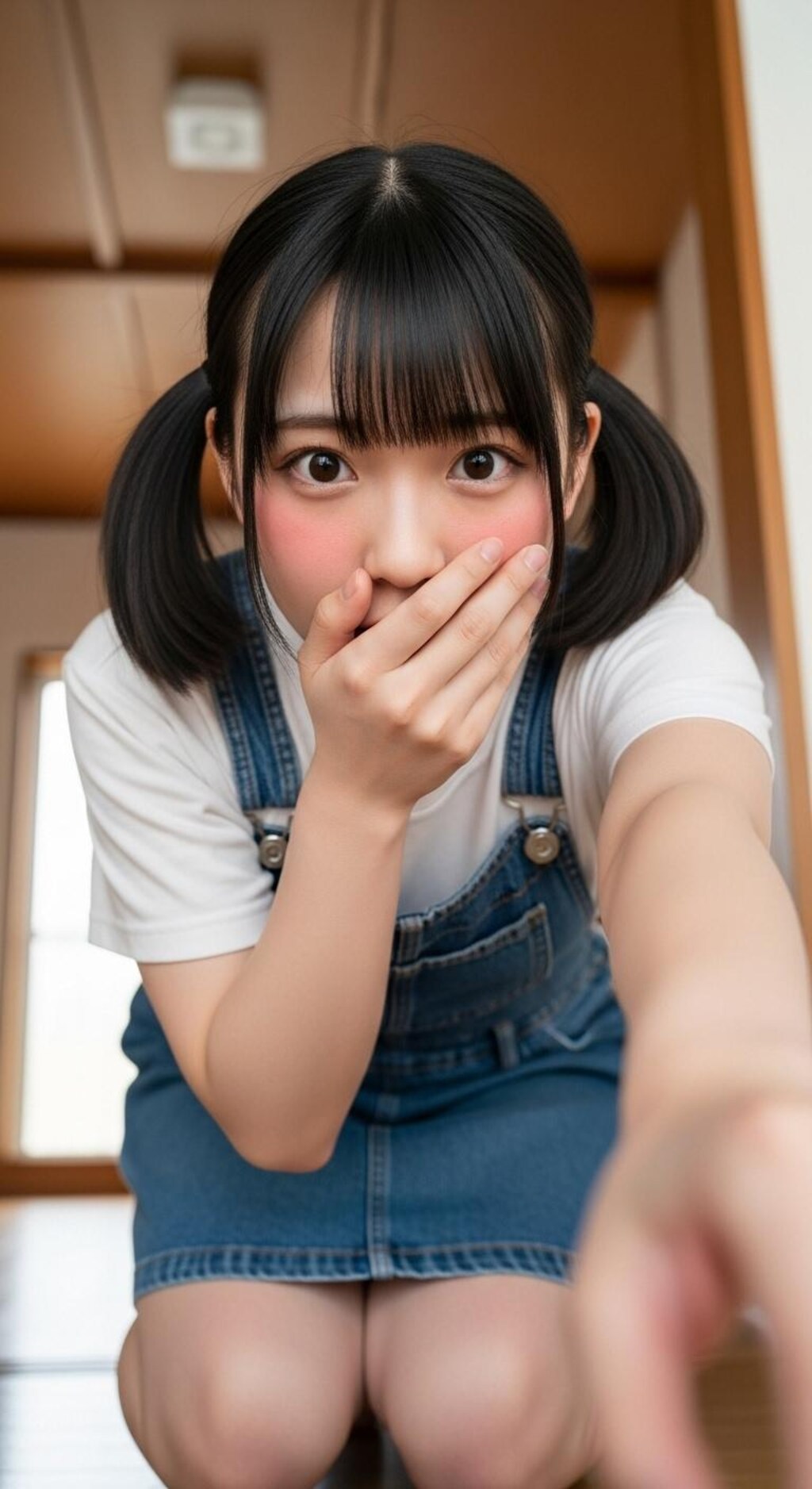 かのじょは てをのばし なにかをつかもうと