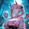 サキュバス娘ホタル池での涼。（全年齢） 2枚目