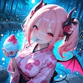 サキュバス娘ホタル池での涼。（全年齢） 3枚目