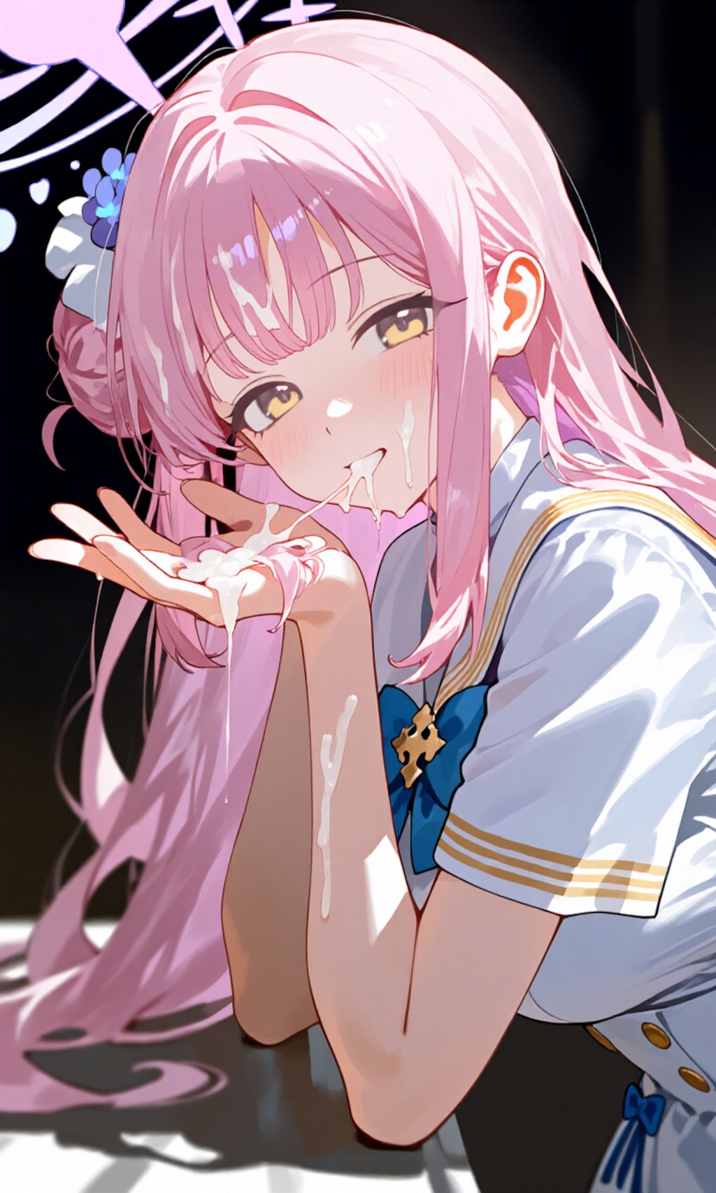 ブ〇アカ ミ〇 髪コキ 髪射後のザーメン処理