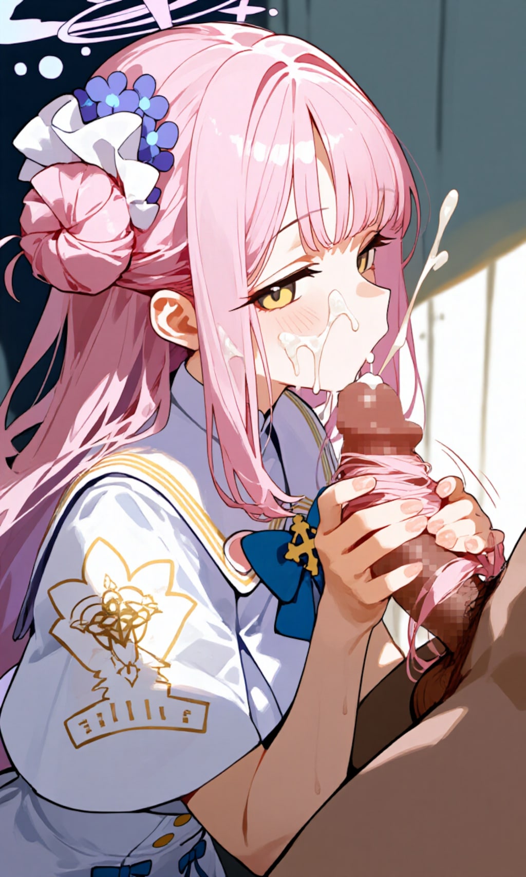 ブ〇アカ ミ〇 髪コキ 髪射後のザーメン処理