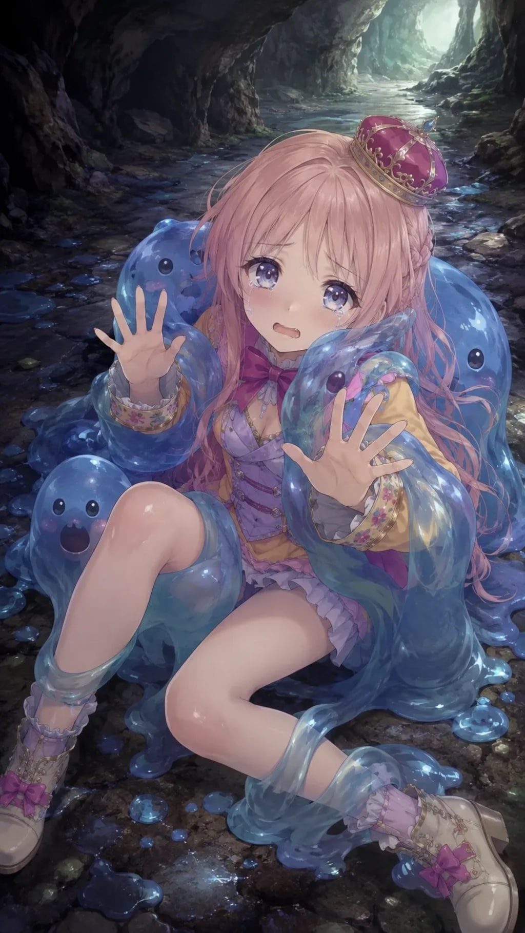 洞窟で素材採取中（修正版）『助けて･･･ぬ、ぬるぬるが服の中に･･････！』メルル