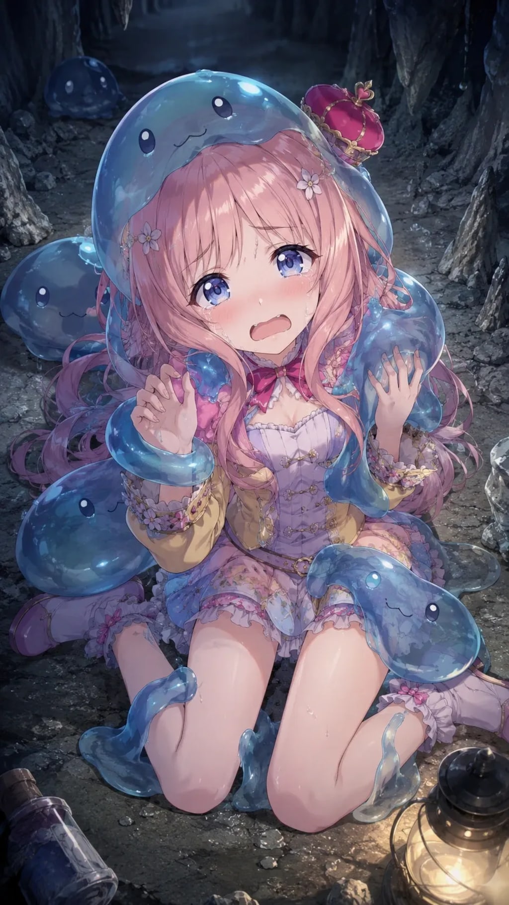 洞窟で素材採取中（修正版）『助けて･･･ぬ、ぬるぬるが服の中に･･････！』メルル