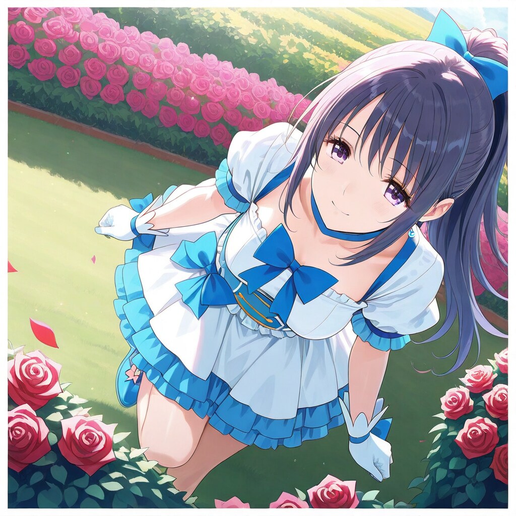 魔法少女のコスプレして薔薇園で写真を撮ってみた美少女