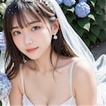 紫陽花とウェディングドレス 2枚目