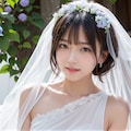 紫陽花とウェディングドレス 5枚目
