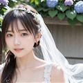 紫陽花とウェディングドレス 3枚目