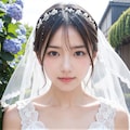 紫陽花とウェディングドレス 6枚目