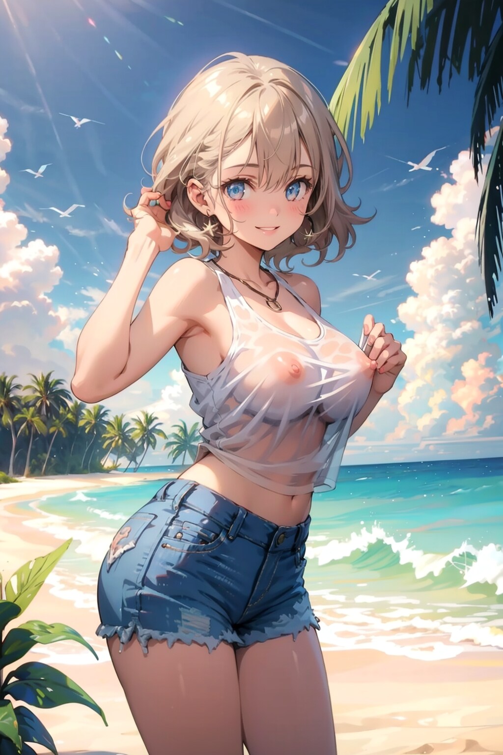 透け透けタンクトップ