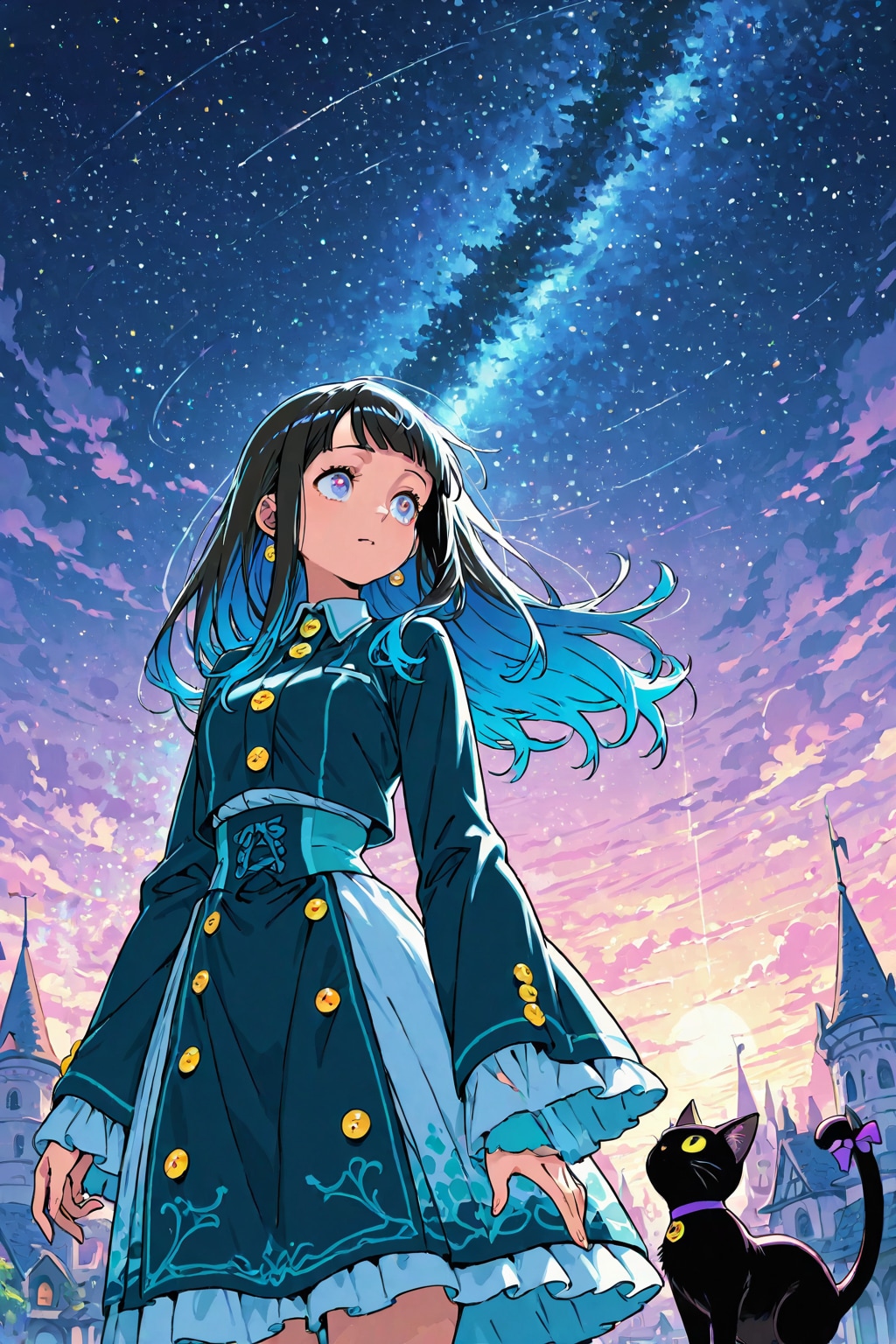 魔女と黒猫と星空