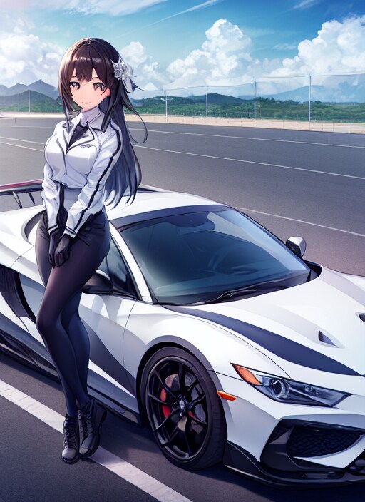 スポーツカーと少女