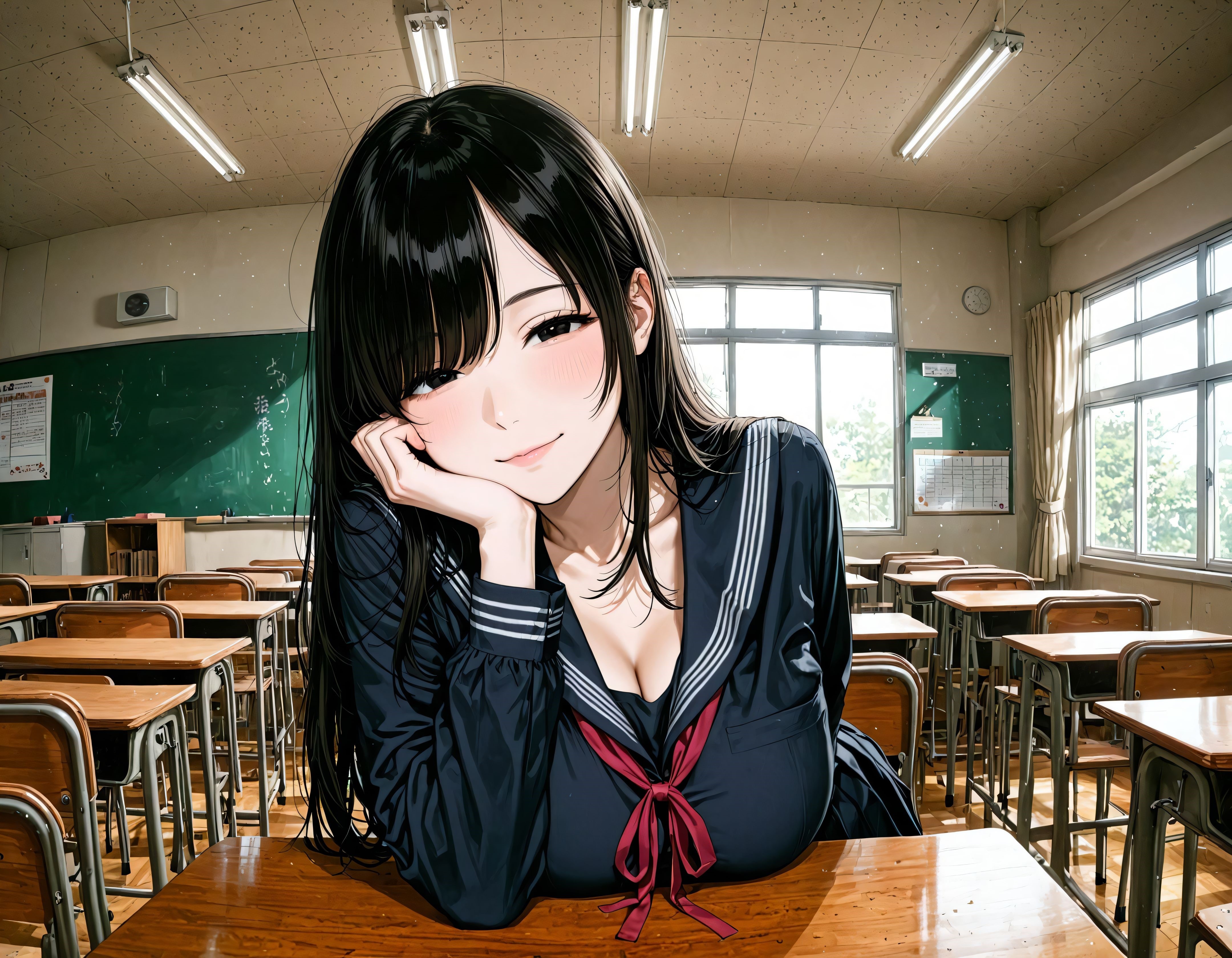 谷間と制服