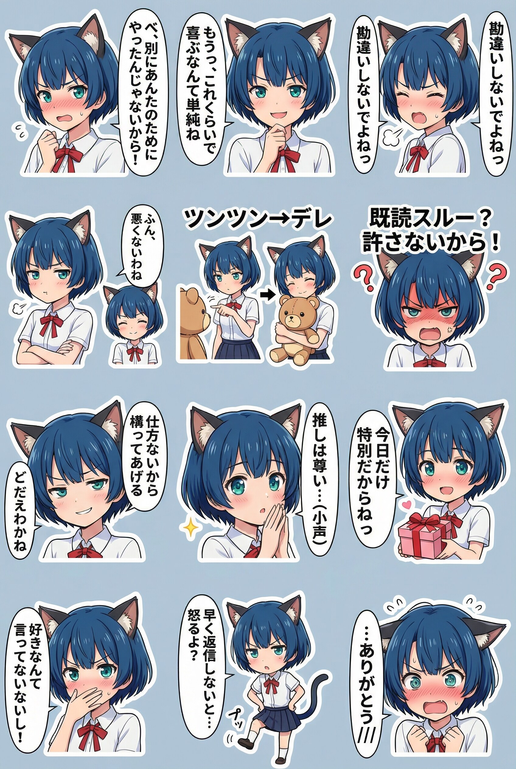 ツンデレ猫柑菜さんスタンプ(｡>﹏<｡) | の人気AIイラスト・グラビア