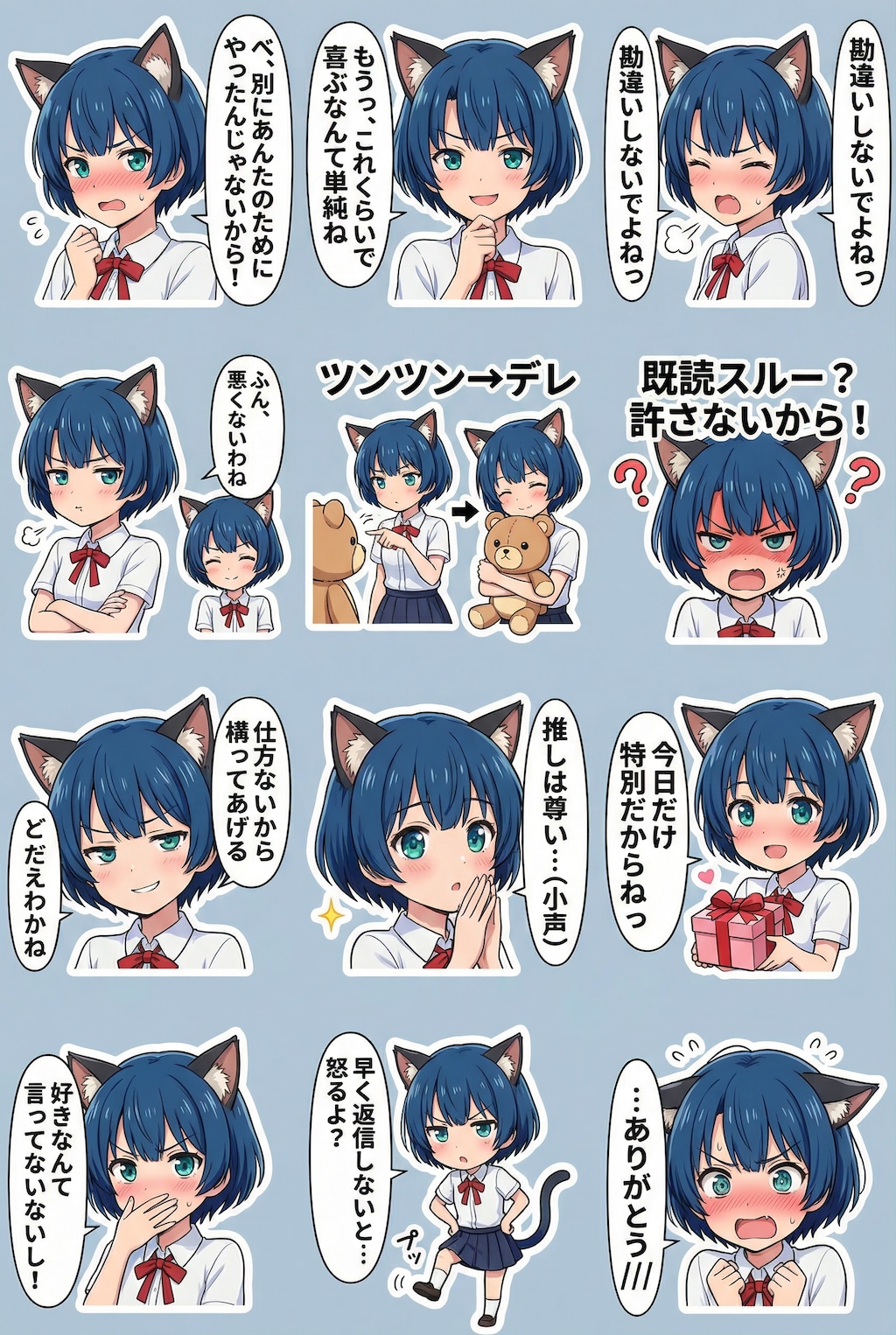 ツンデレ猫柑菜さんスタンプ(｡>﹏<｡)