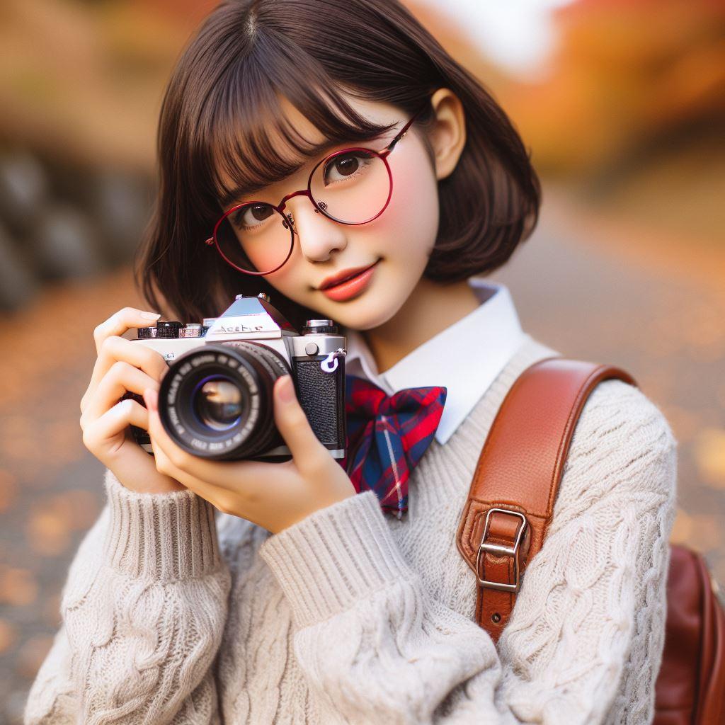 眼鏡女子 楓×カメラ女子