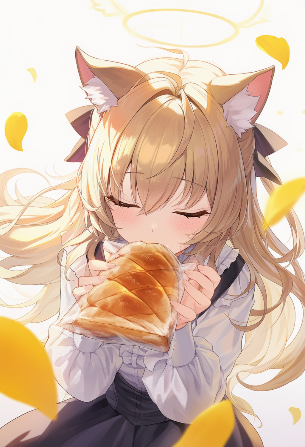 トングが怖くて口で取る猫耳・・・