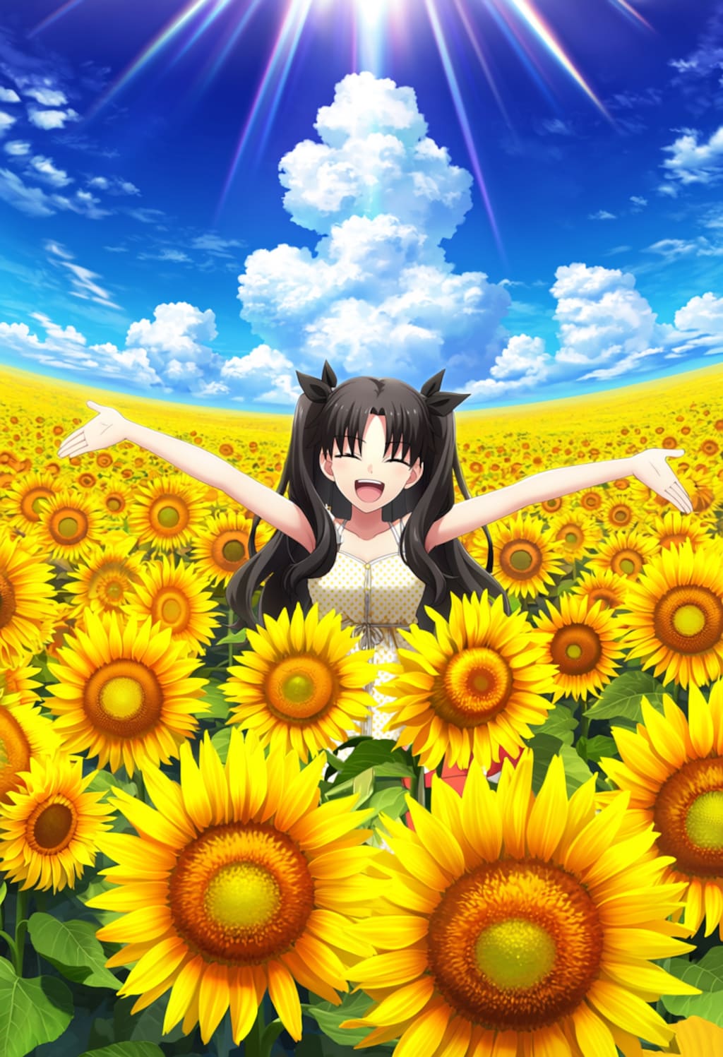 夏空とひまわり畑