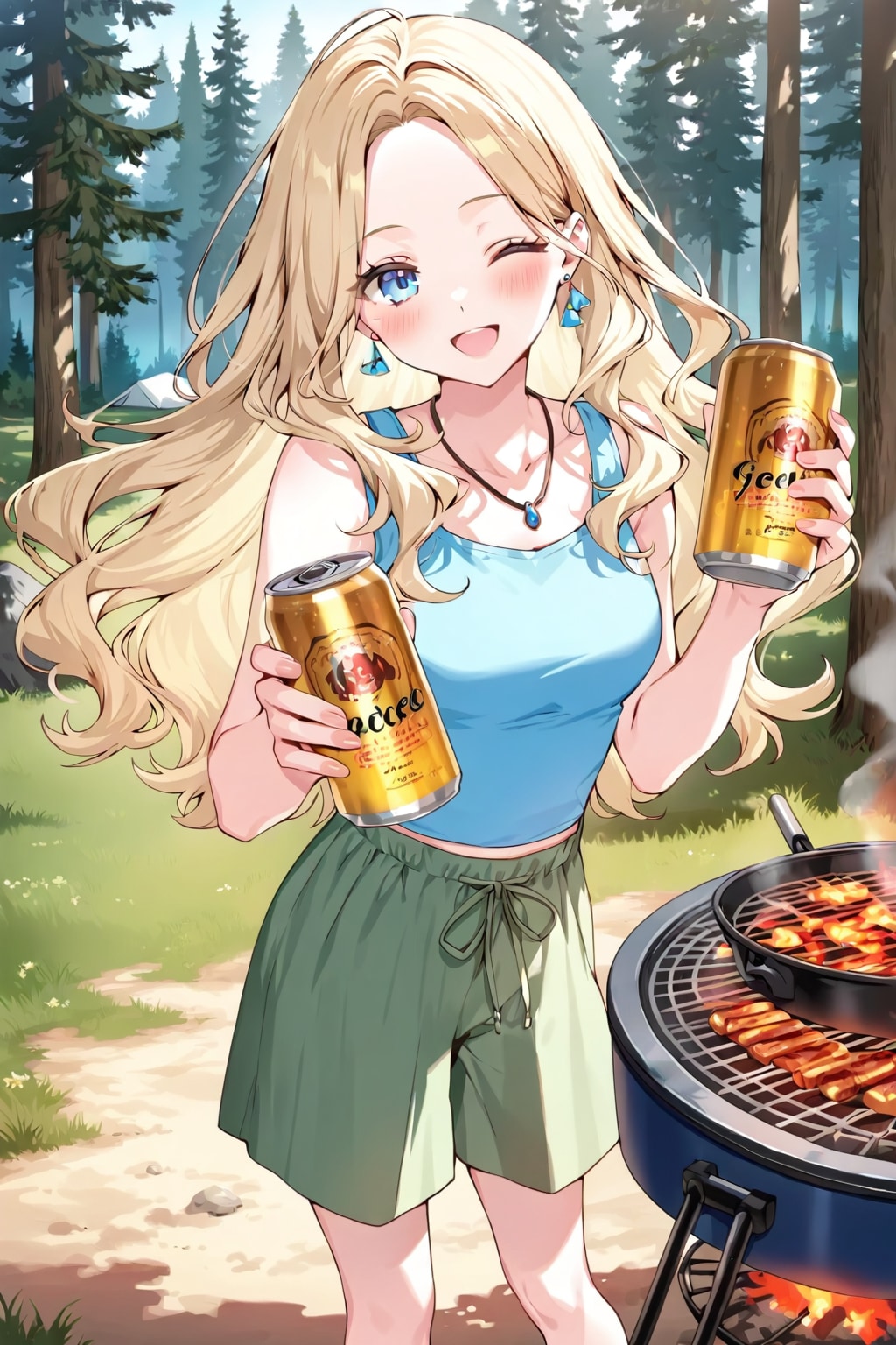 ビールを飲む女２