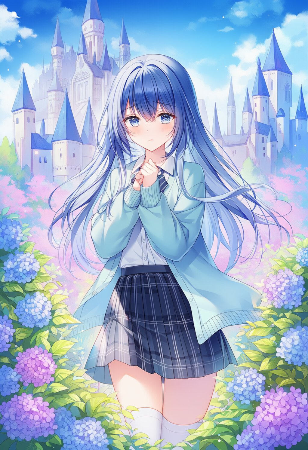 青いカーディガン