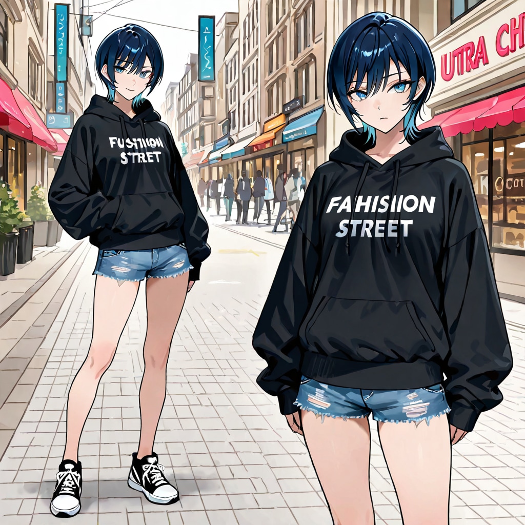 ウルフカットのストリート撮影