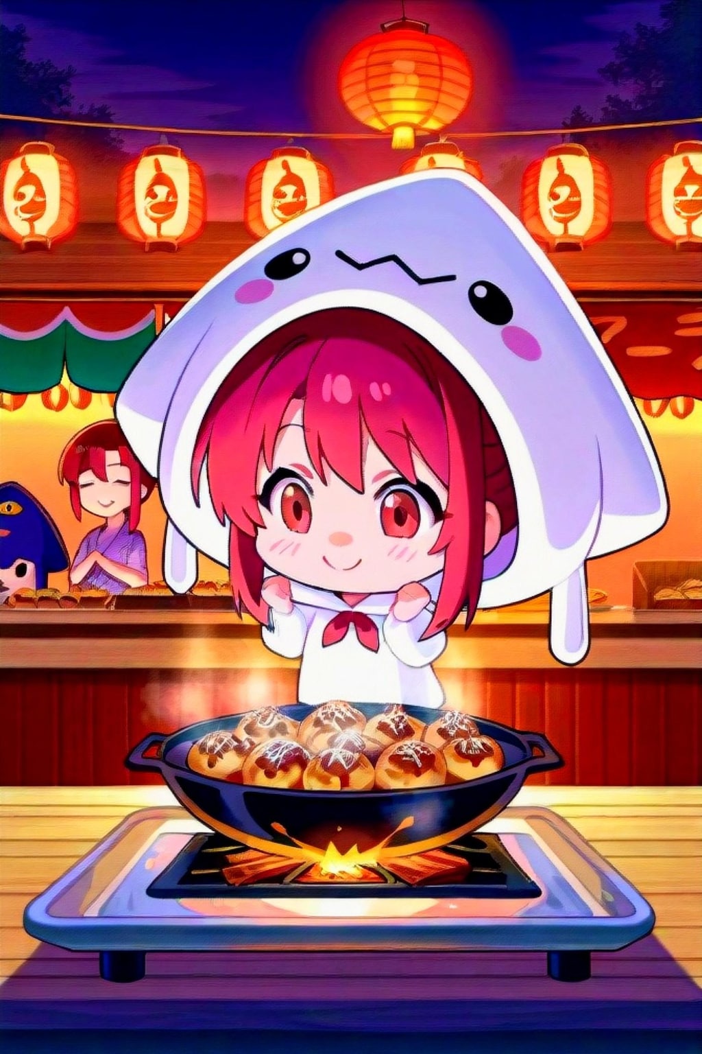 たこ焼きと赤髪ちゃん